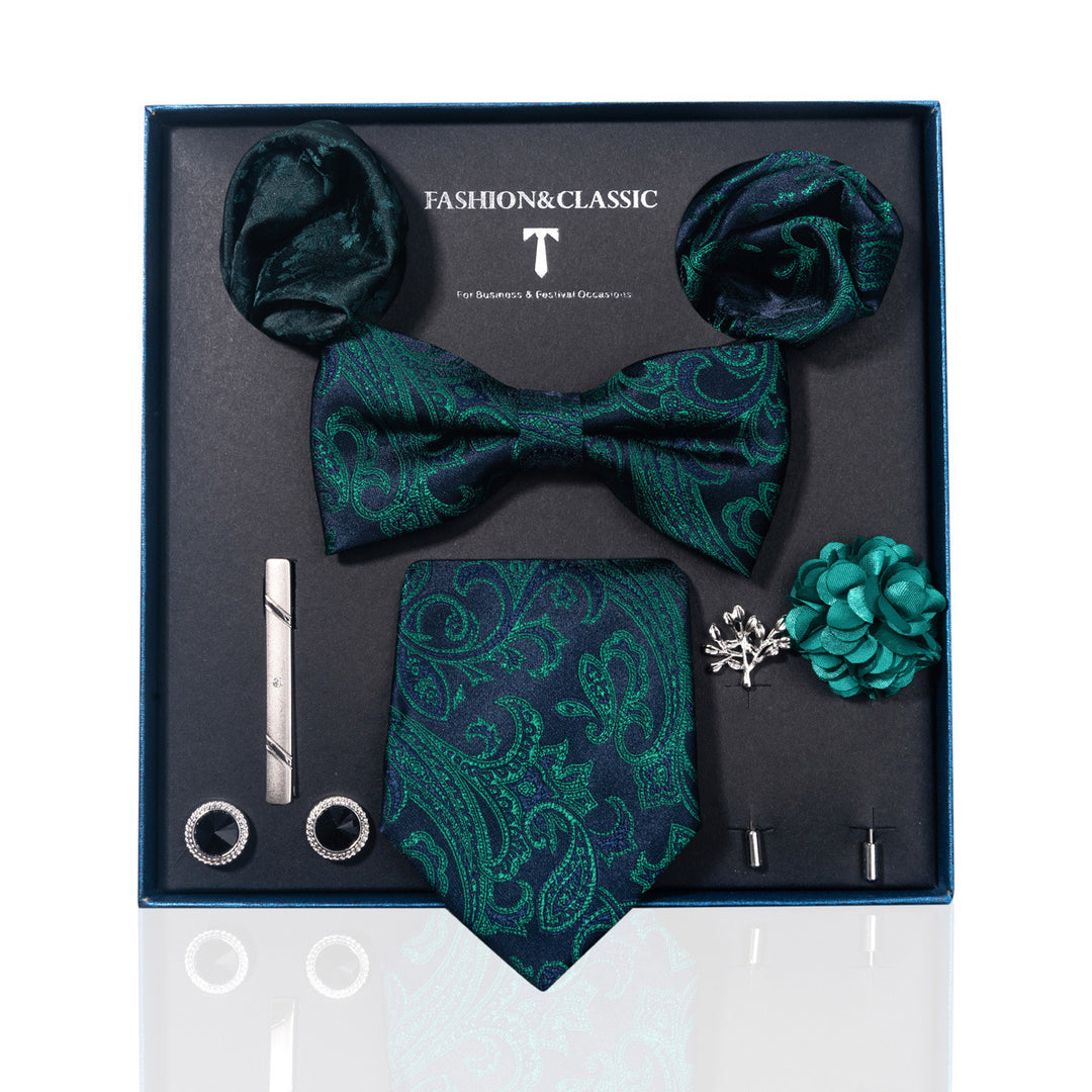 MensEventWear Premium Men’s Patterned Tie and Bow Tie Gift Set For Business
