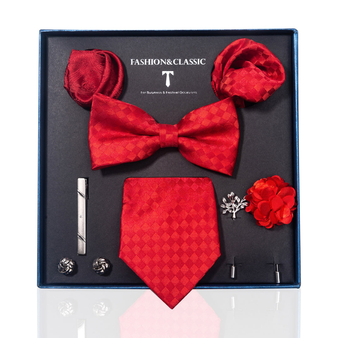MensEventWear Premium Men’s Patterned Tie and Bow Tie Gift Set For Business