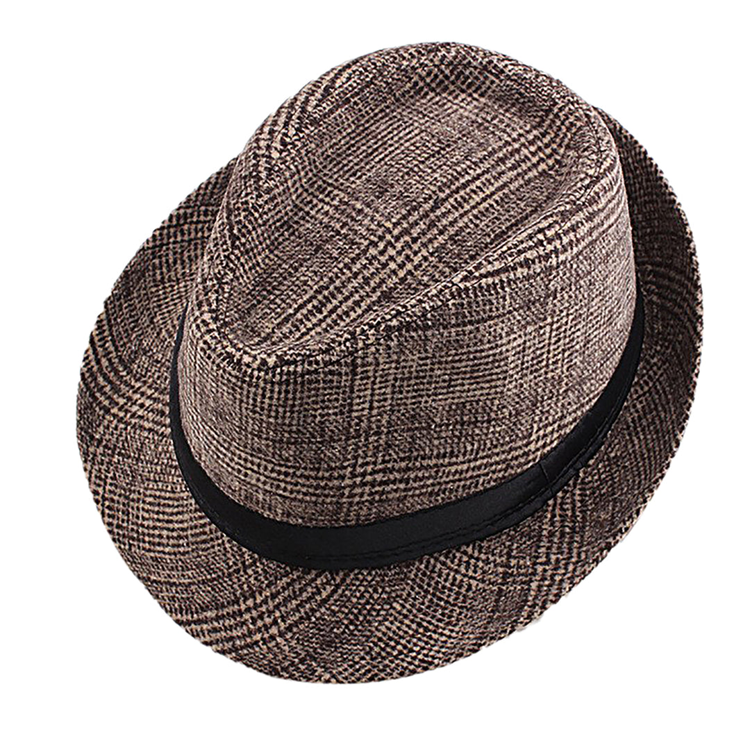 Menseventwear Retro Hat Man Literary Fashion Flannel Plaid Casual Fedora