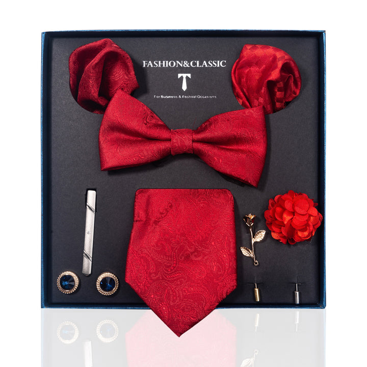 MensEventWear Premium Men’s Patterned Tie and Bow Tie Gift Set For Business