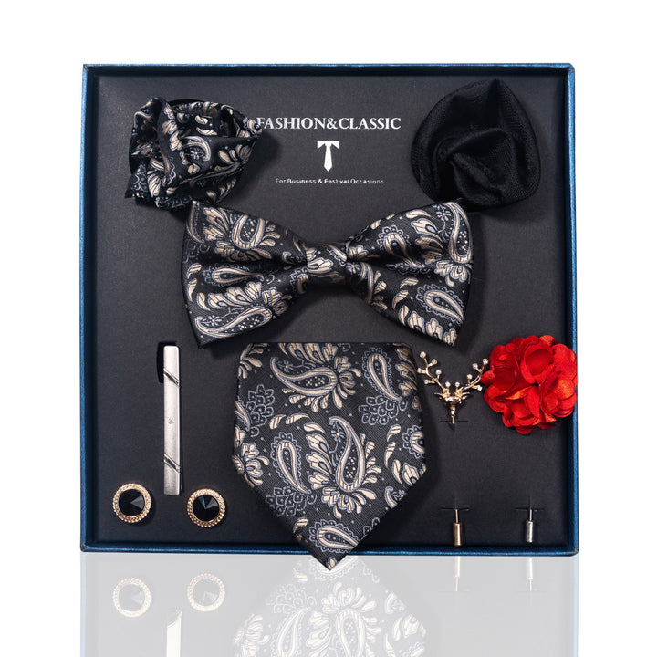 MensEventWear Premium Men’s Patterned Tie and Bow Tie Gift Set For Business