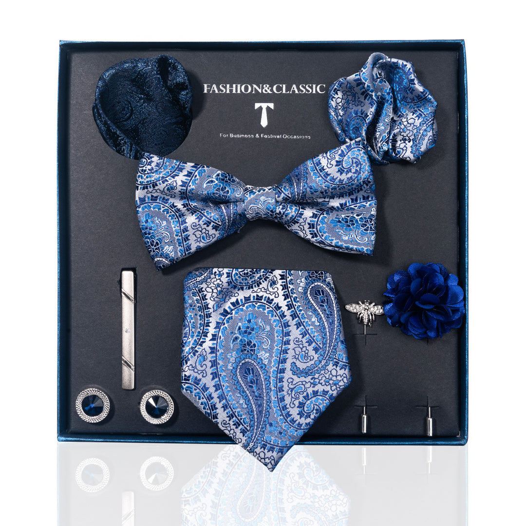 MensEventWear Premium Men’s Patterned Tie and Bow Tie Gift Set For Business
