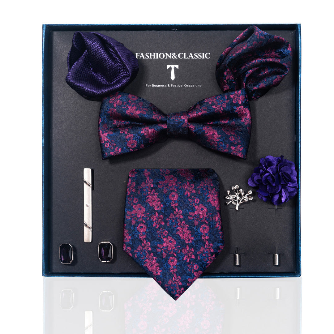 MensEventWear Premium Men’s Patterned Tie and Bow Tie Gift Set For Business