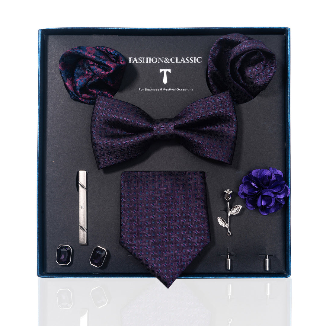 MensEventWear Premium Men’s Patterned Tie and Bow Tie Gift Set For Business