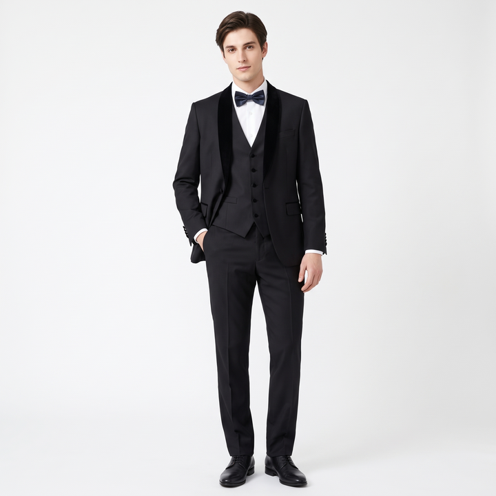 Menseventwear Fashion 3 Pieces Mens Suit Flat Shawl Lapel Tuxedos For Party (Blazer+vest+Pants)