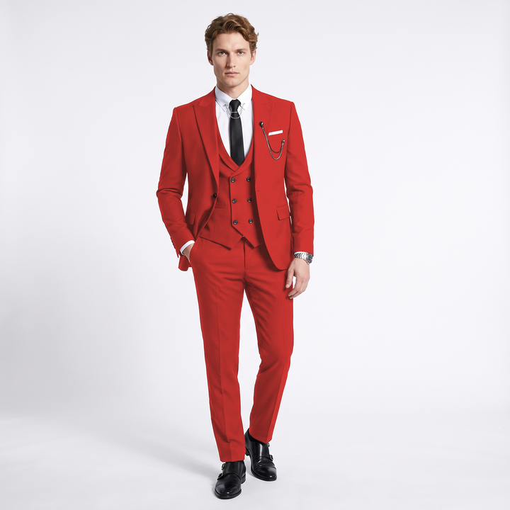Menseventwear Formal Mens Suit 3 Pieces Peak Lapel Blazer For Wedding (Blazer+vest+Pants)