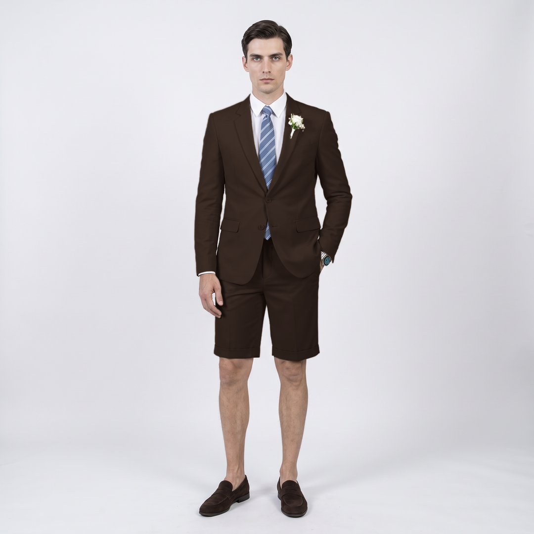 Menseventwear Fashion 2 Pieces Mens Suit Flat Notch Lapel Suits (Blazer+Shorts)