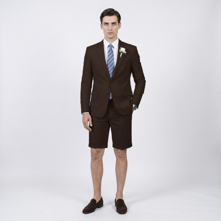 Menseventwear Fashion 2 Pieces Mens Suit Flat Notch Lapel Suits (Blazer+Shorts)