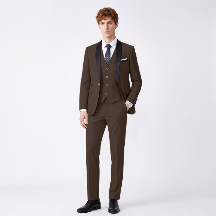 Menseventwear Fashion 3 Pieces Mens Suit Flat Shawl Lapel Tuxedos (Blazer+vest+Pants)