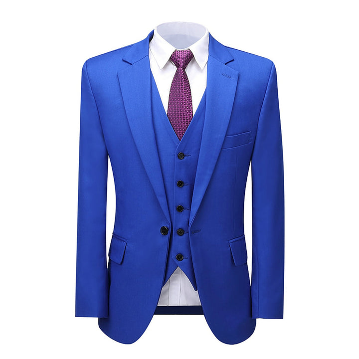 Business 3 Piece Men's Suit Flat Notch Lapel Wedding Tuxedos (Blazer + Vest + Pants) mens event wear