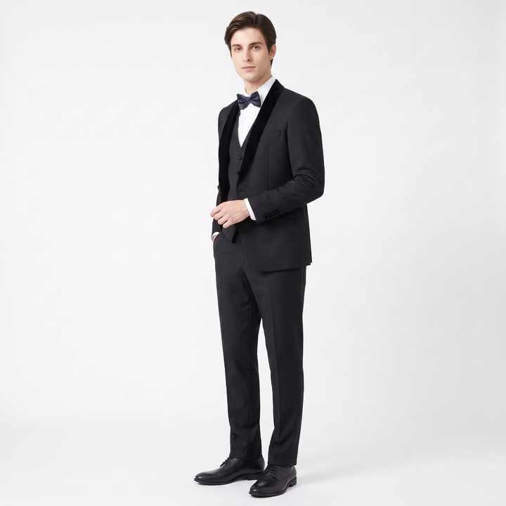 Menseventwear Fashion 3 Pieces Mens Suit Flat Shawl Lapel Tuxedos For Party (Blazer+vest+Pants)