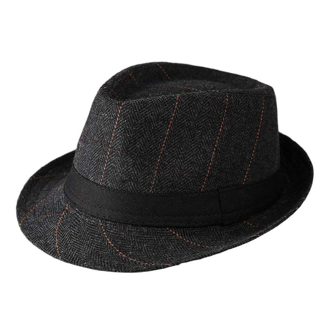 Menseventwear Retro Hat Man Literary Fashion Herringbone Plaid Casual Fedora