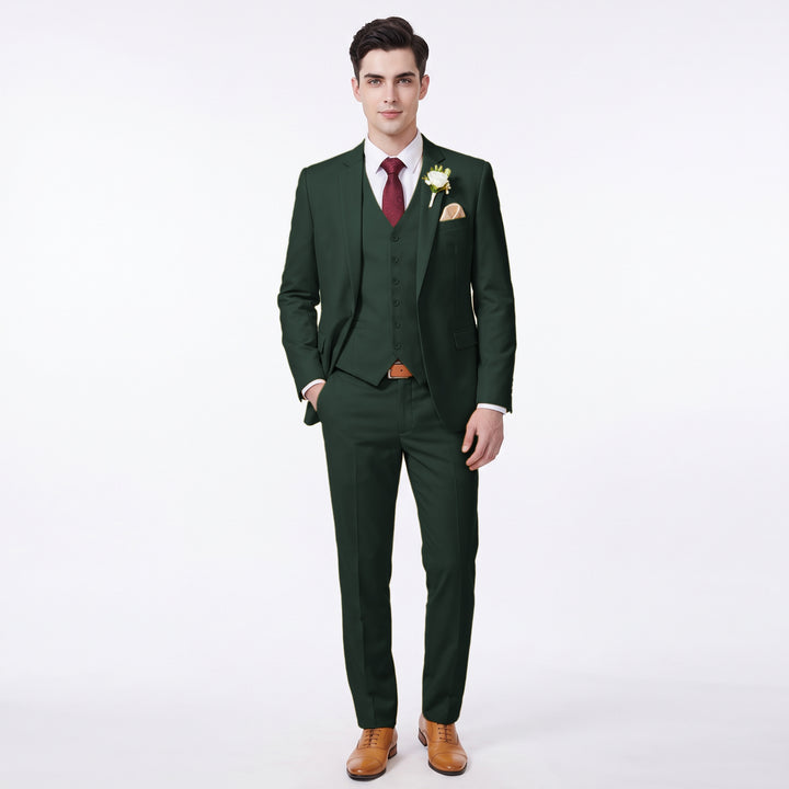 Menseventwear Fashion 3 Pieces Mens Suit Flat Notch Lapel Suits For Wedding (Blazer+vest+Pants)