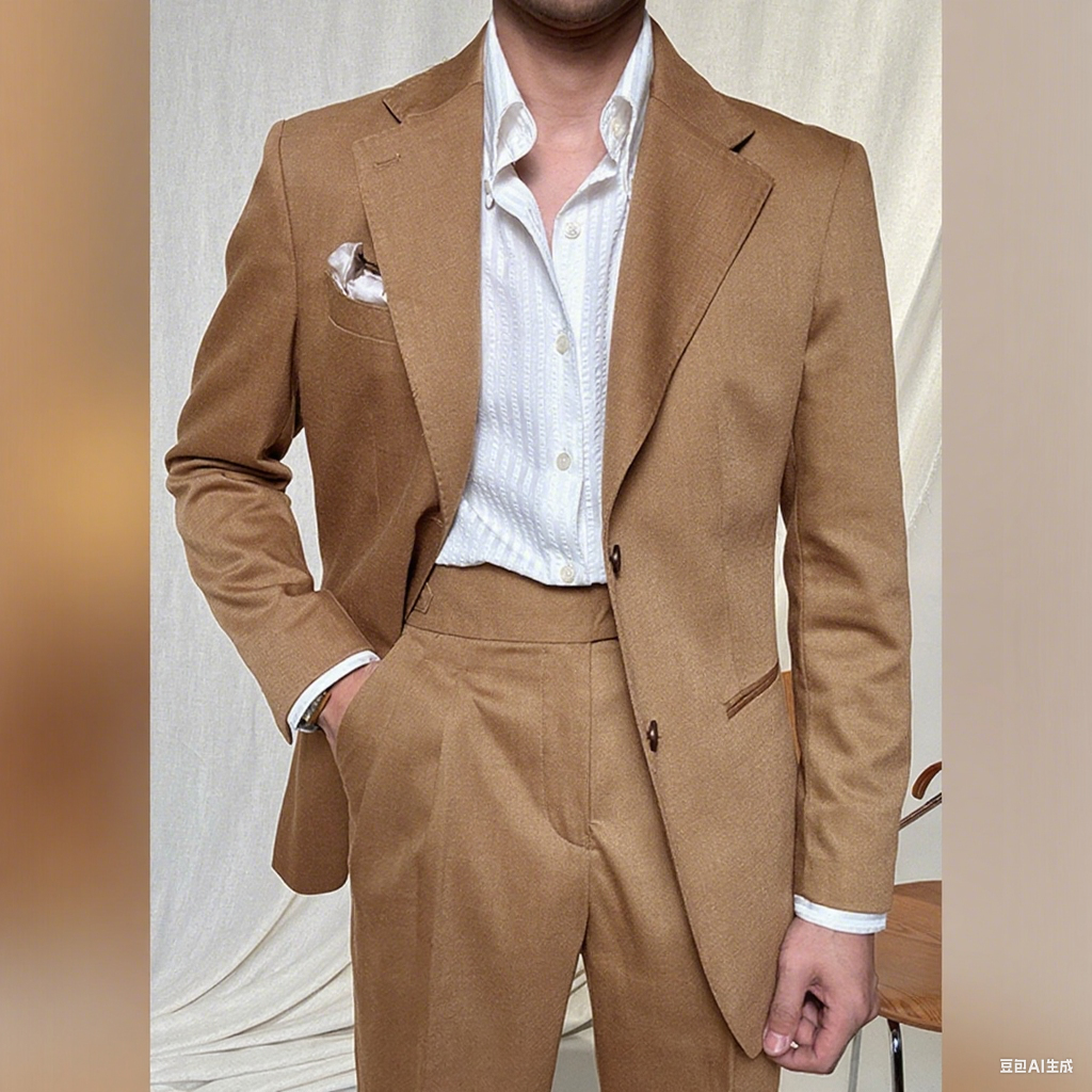 Casual 2 Piece Men's Suit Flat Peak Lapel For Wedding (Blazer + Pants) mens event wear