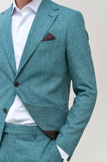 Casual 2 Pieces Mens Suit Flat Linen Notch Lapel Suit (Blazer + Pants) mens event wear