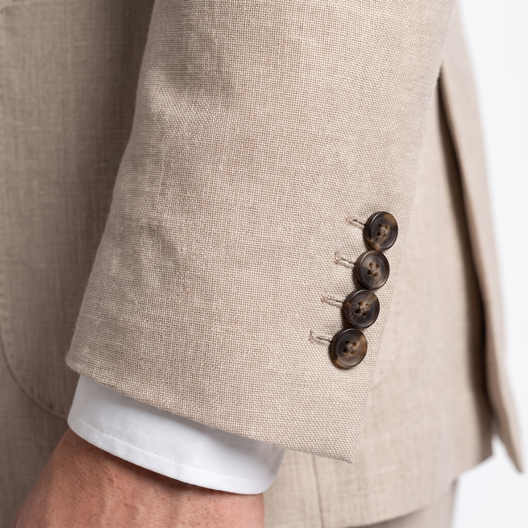 Casual 2 Pieces Mens Suit Flat Linen Notch Lapel Suit (Blazer + Pants) Mens Event Wear