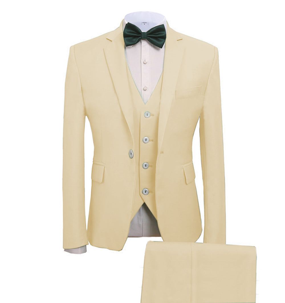 Casual Men's 3 Pieces Mens Suit Notch Lapel Flat Tuxedos (Blazer+vest+Pants) mens event wear