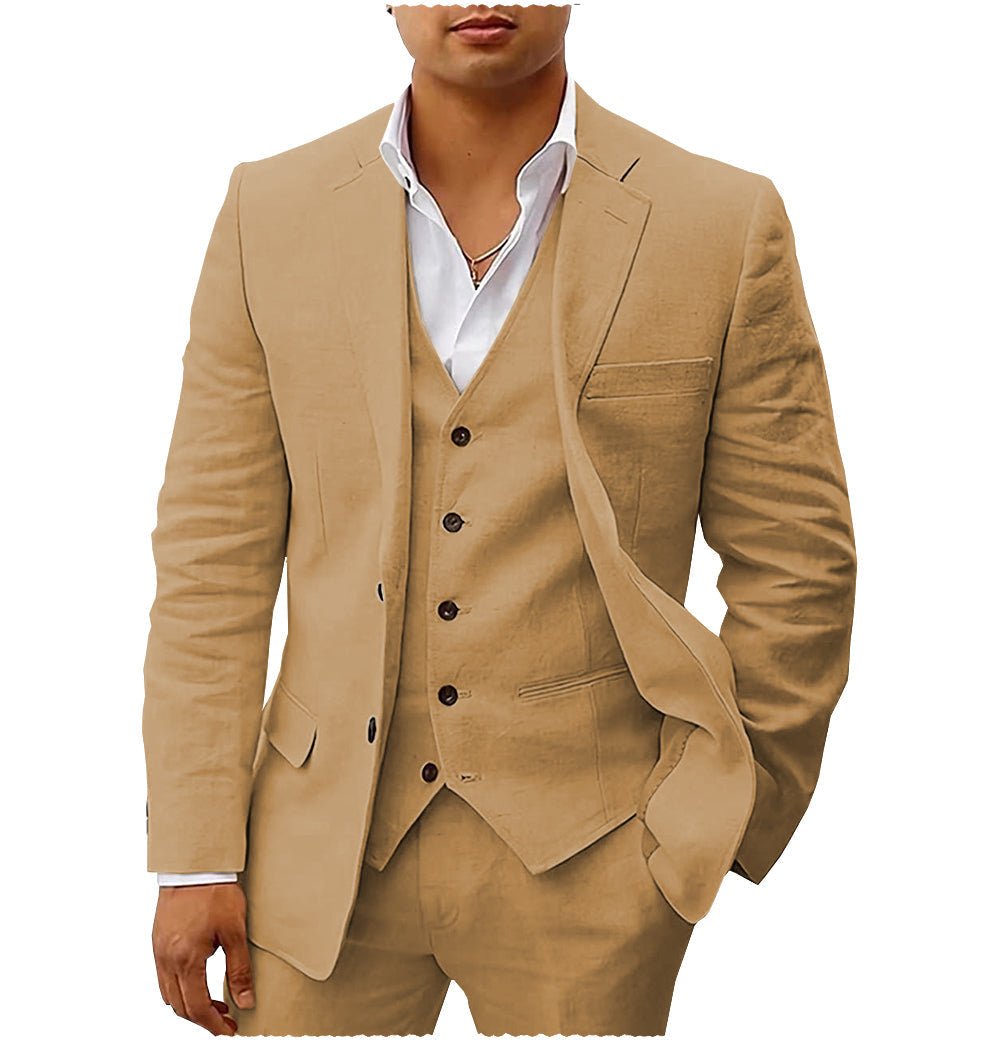 Casual Men's 3 Pieces Mens Suit Notch Lapel  Tuxedos For Wedding (Blazer+vest+Pants) mens event wear