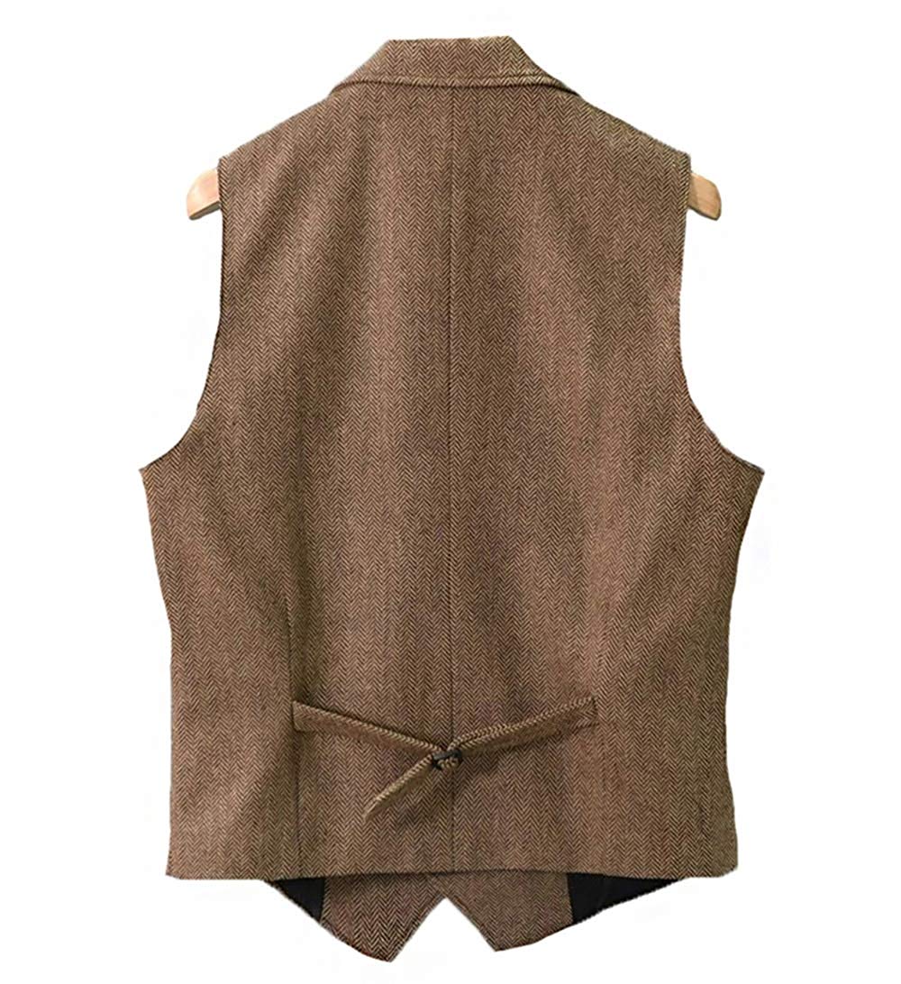Casual Men's Classic Slim Fit Herringbone Tweed Notch Lapel Waistcoat menseventwear