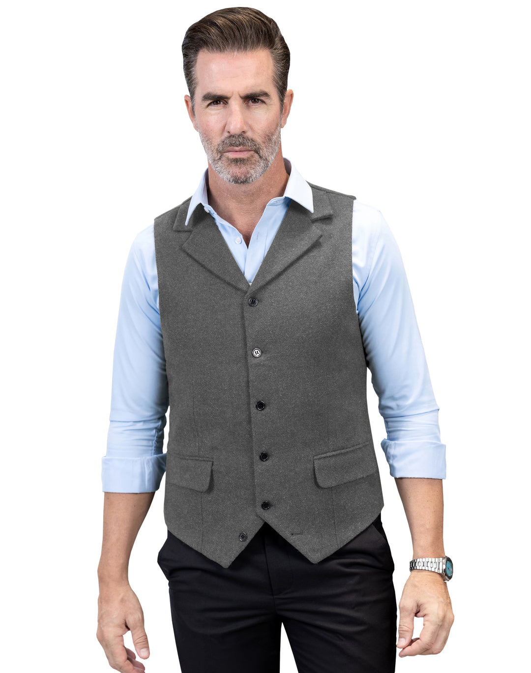 Casual Men's Classic Tweed Notch Lapel Waistcoat mens event wear