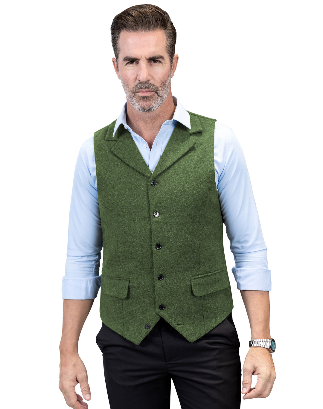 Casual Men's Classic Tweed Notch Lapel Waistcoat mens event wear