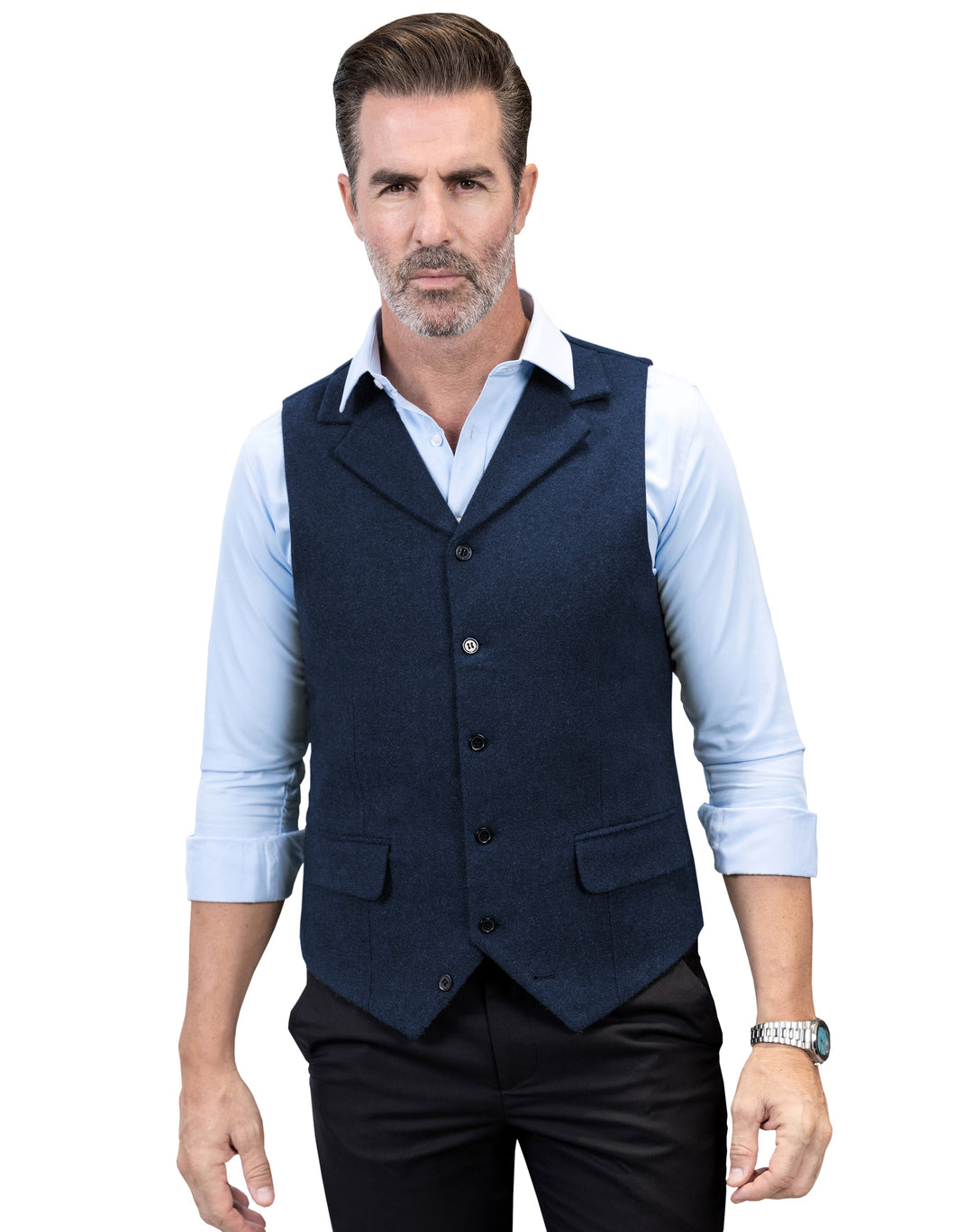 Casual Men's Classic Tweed Notch Lapel Waistcoat mens event wear