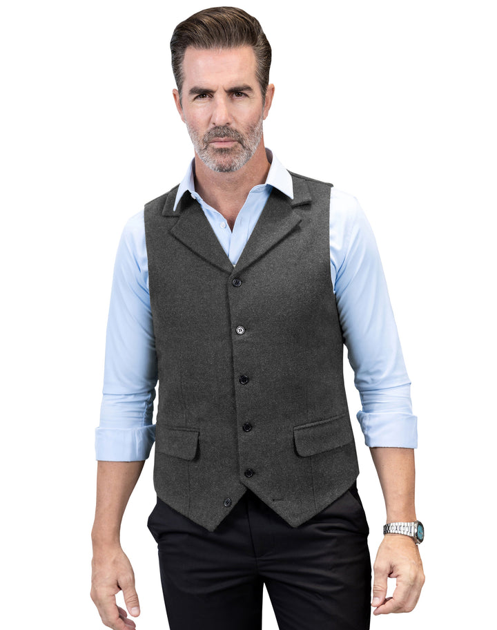 Casual Men's Classic Tweed Notch Lapel Waistcoat mens event wear