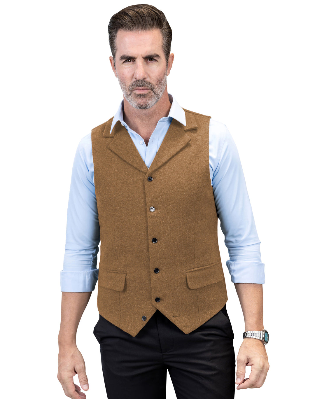 Casual Men's Classic Tweed Notch Lapel Waistcoat mens event wear