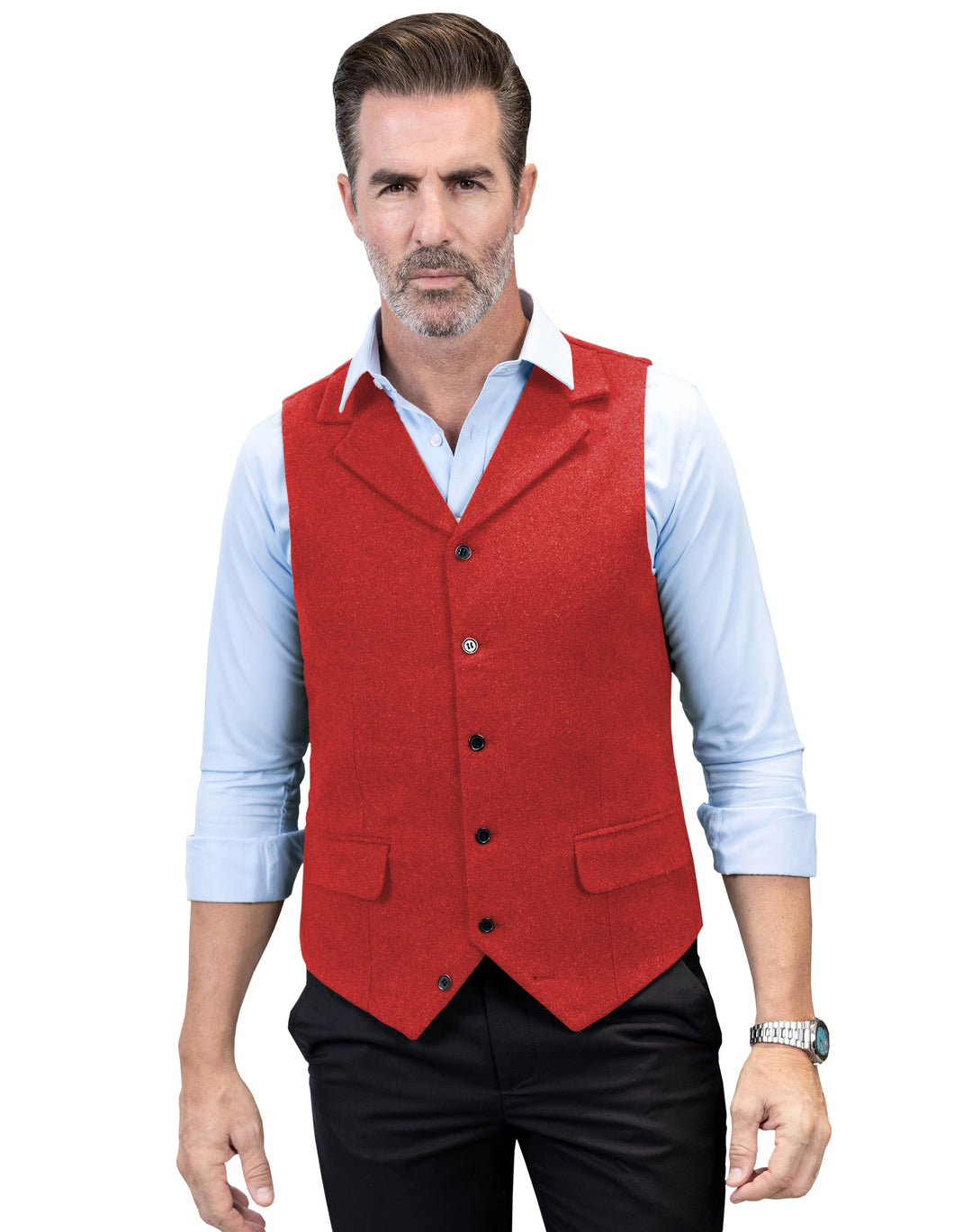 Casual Men's Classic Tweed Notch Lapel Waistcoat mens event wear