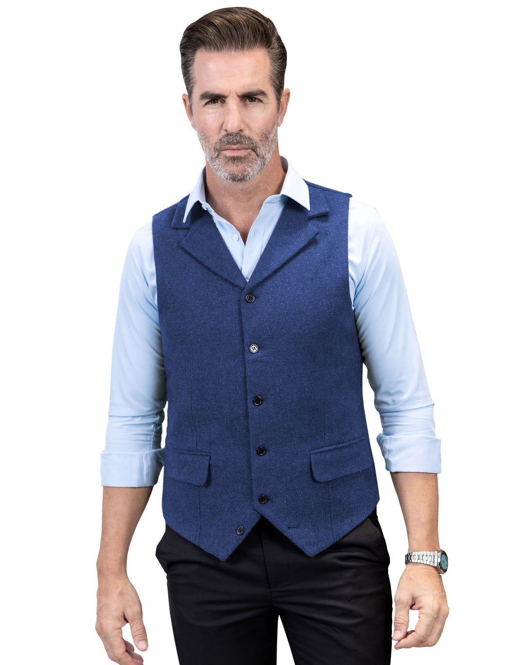 Casual Men's Classic Tweed Notch Lapel Waistcoat mens event wear