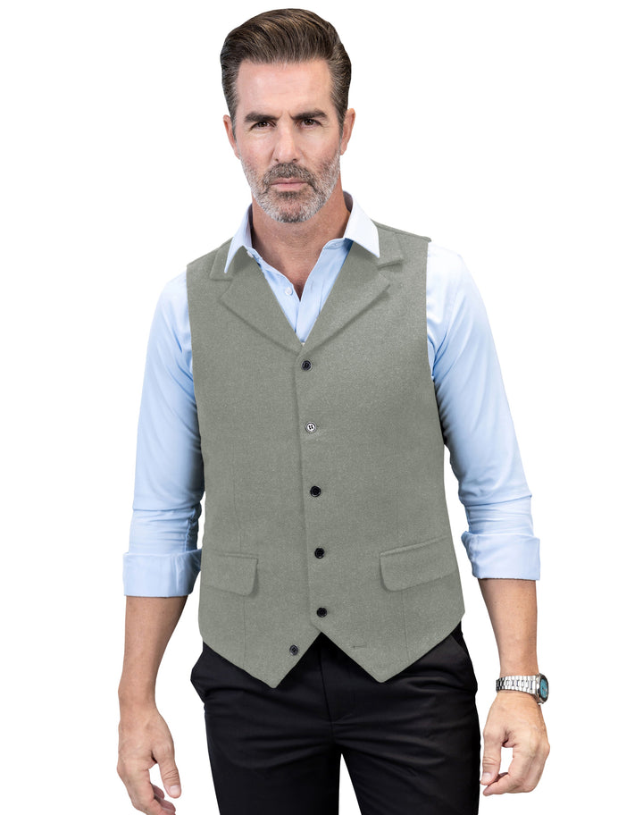 Casual Men's Classic Tweed Notch Lapel Waistcoat mens event wear