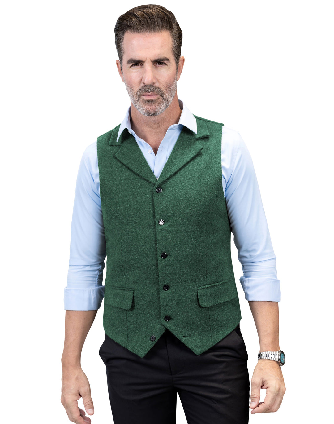 Casual Men's Classic Tweed Notch Lapel Waistcoat mens event wear