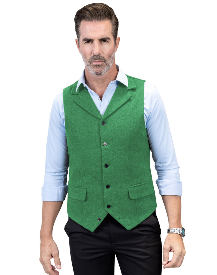 Casual Men's Classic Tweed Notch Lapel Waistcoat mens event wear