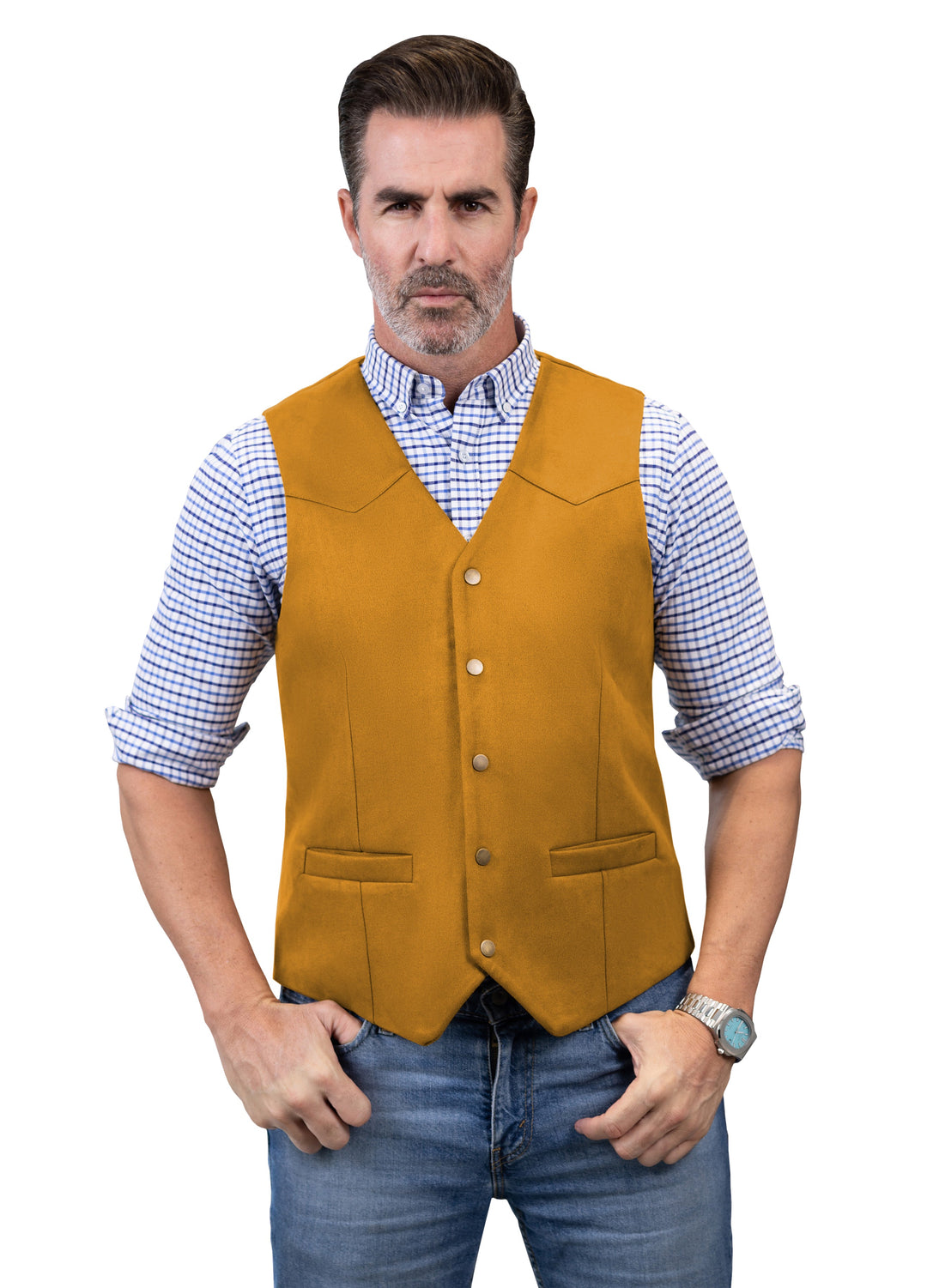 Casual Men's Fashion Suede V Neck Waistcoat Denim Jacket mens event wear