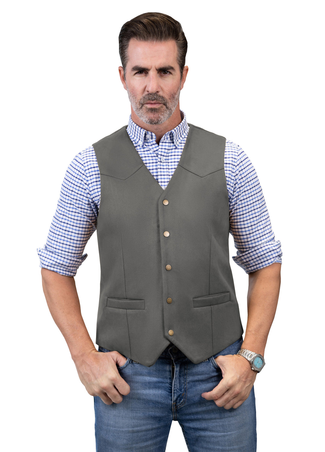 Casual Men's Fashion Suede V Neck Waistcoat Denim Jacket mens event wear