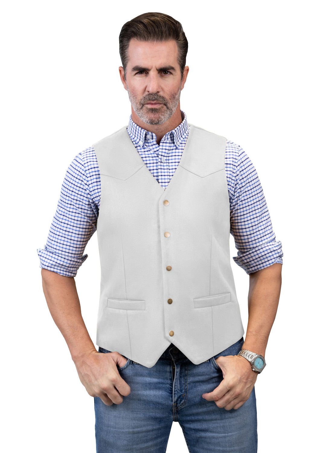 Casual Men's Fashion Suede V Neck Waistcoat Denim Jacket mens event wear