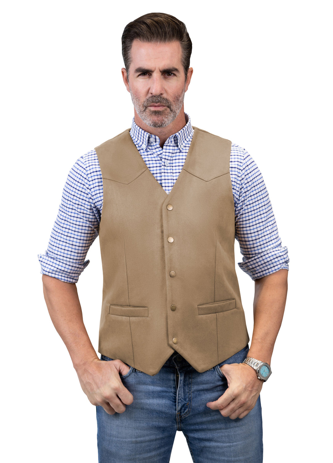 Casual Men's Fashion Suede V Neck Waistcoat Denim Jacket mens event wear