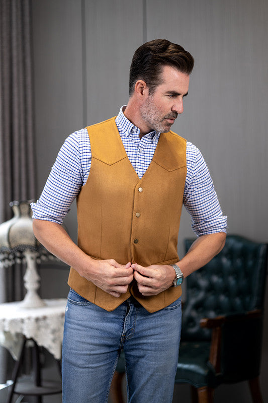 Casual Men's Fashion Suede V Neck Waistcoat Denim Jacket mens event wear