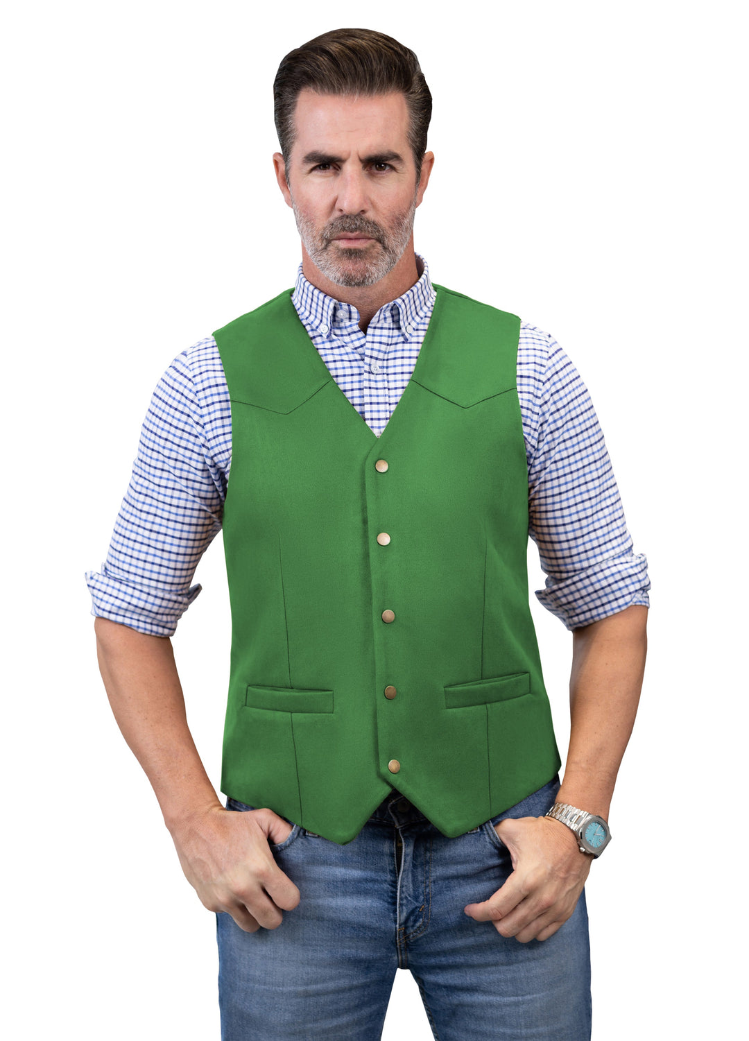 Casual Men's Fashion Suede V Neck Waistcoat Denim Jacket mens event wear