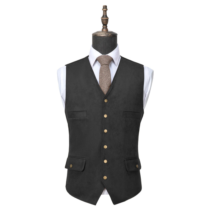 Casual Men's Fashion Suede V Neck Waistcoat Denim Jacket mens event wear