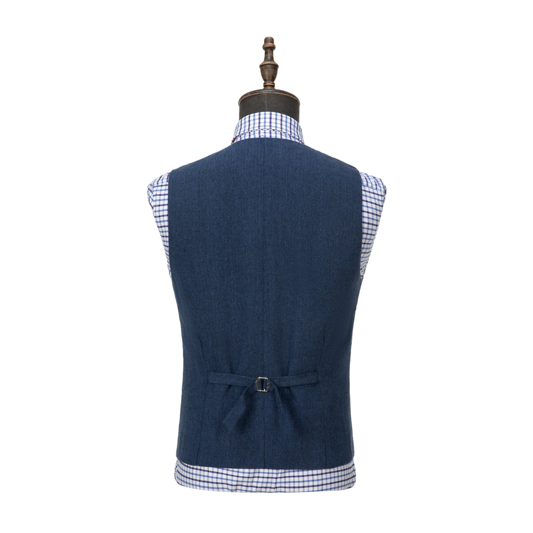 Casual Men's Slim Fit Tweed Herringbone V Neck Waistcoat menseventwear