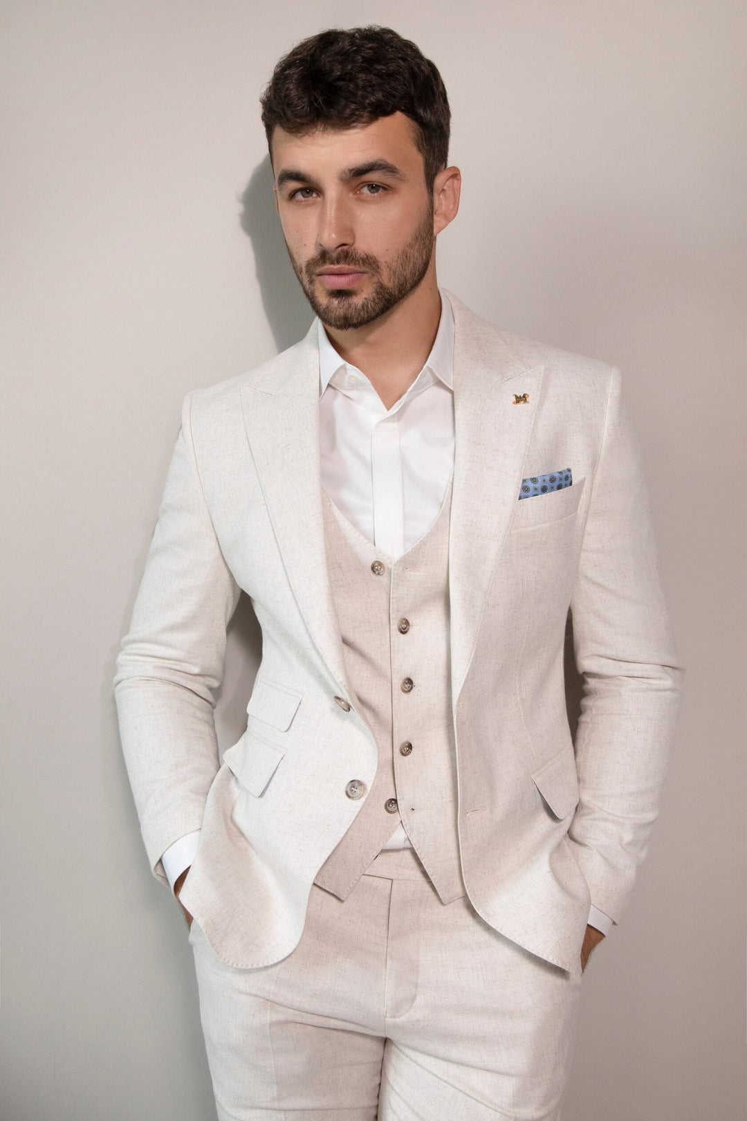 Casual Men's Three-Piece Peak Lapel Wedding Suit for Men (Blazer + Vest + Pants) mens event wear