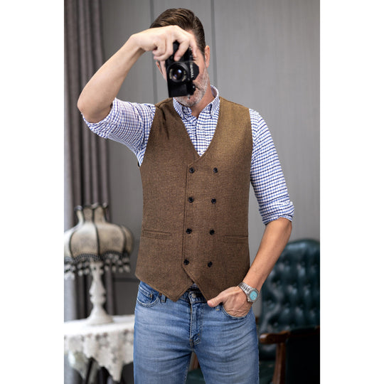 Mens Formal Herringbone Vest UrbannVibe Premium Crisp Look for Professionals and Wedding Guests