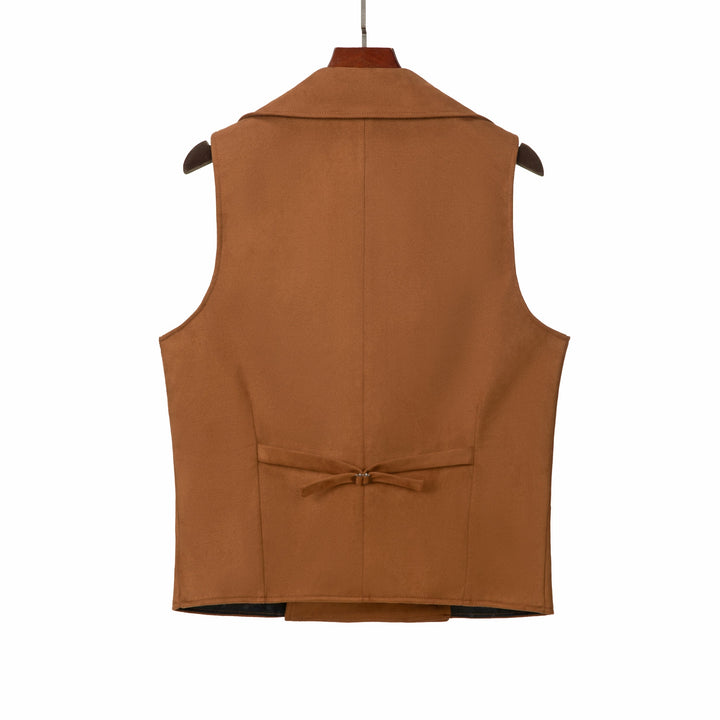 Casual Mens Double Breasted Suede Large Lapel Waistcoat mens event wear