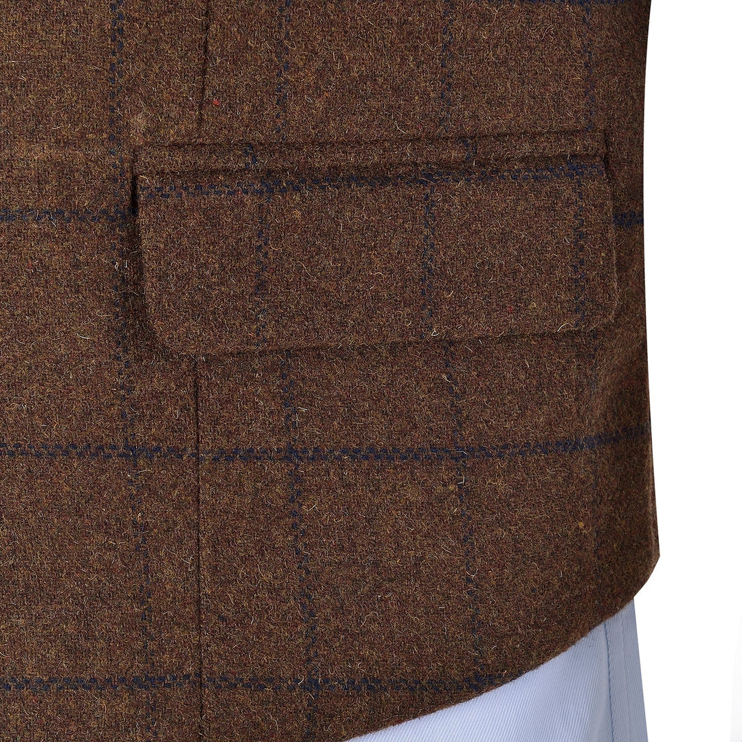 Casual Mens Plaid Tweed Slim Fit Notch Lapel Waistcoat Adam Reed