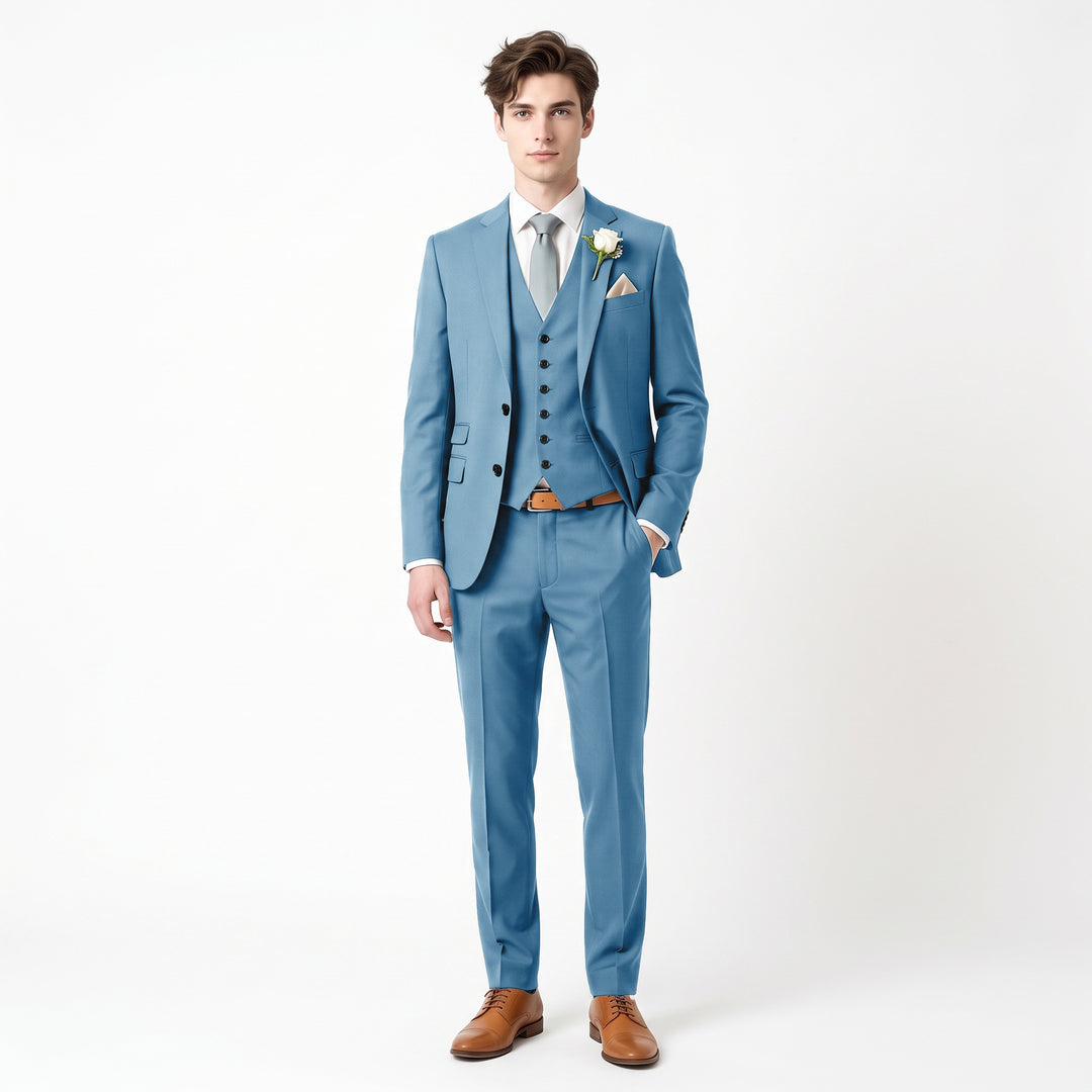 Menseventwear Fashion 3 Pieces Mens Suit Flat Notch Lapel Suits For Wedding (Blazer+vest+Pants)