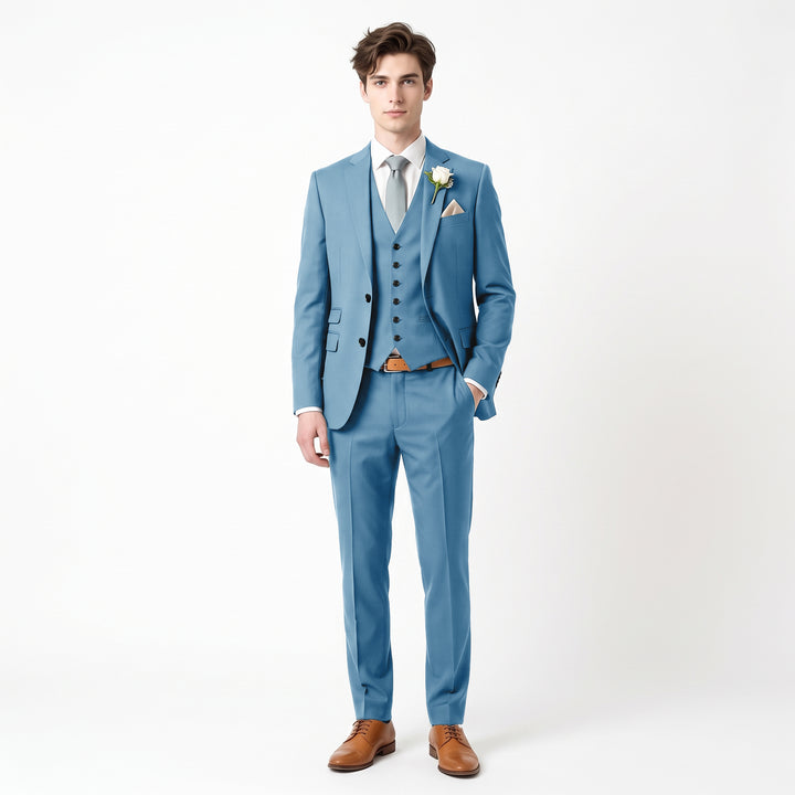 Menseventwear Fashion 3 Pieces Mens Suit Flat Notch Lapel Suits For Wedding (Blazer+vest+Pants)