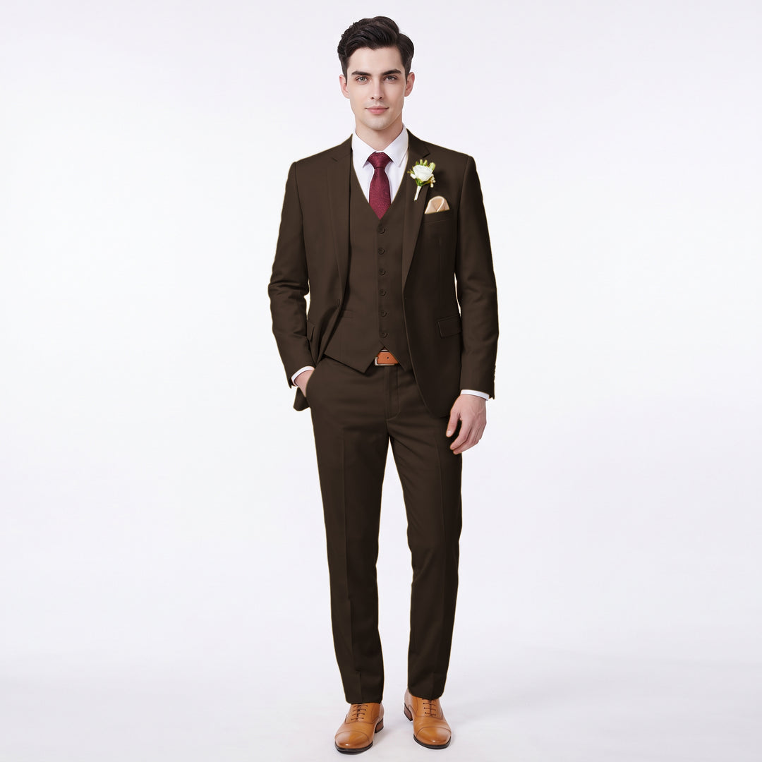 Menseventwear Fashion 3 Pieces Mens Suit Flat Notch Lapel Suits For Wedding (Blazer+vest+Pants)