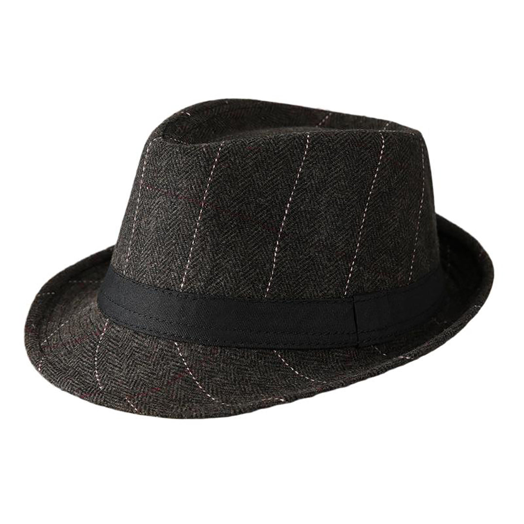 Menseventwear Retro Hat Man Literary Fashion Herringbone Plaid Casual Fedora