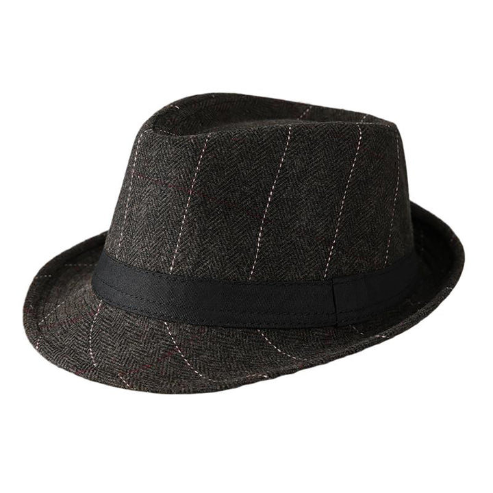 Menseventwear Retro Hat Man Literary Fashion Herringbone Plaid Casual Fedora